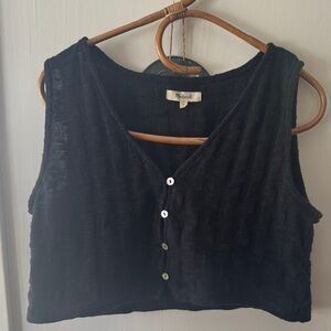 MADEWELL  - Black Sleeveless Knitted Button-Up Cardigan